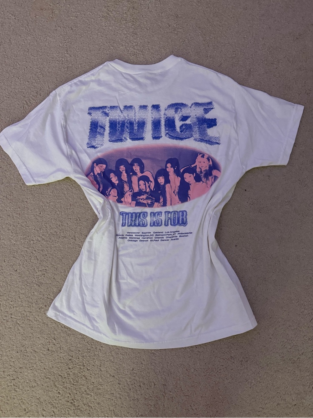 TWICE 'This Is For' Graphic Tee - White with Blue & Pink Print